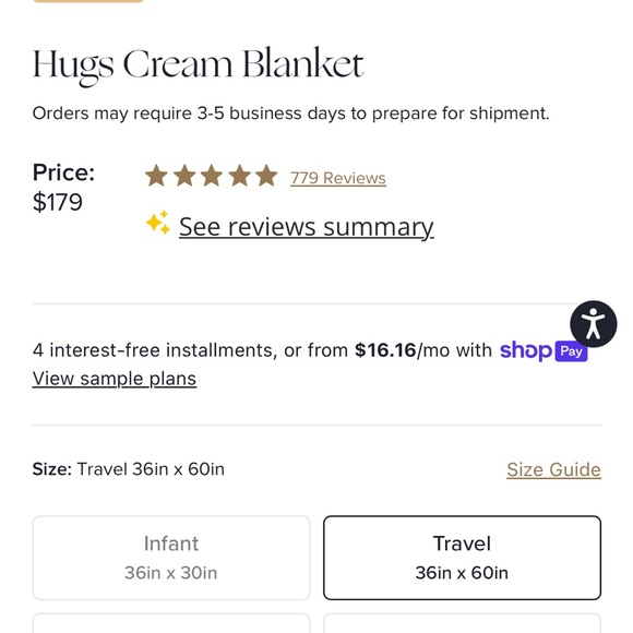 Minky Couture Cream Travel Blanket - Picture 2 of 3